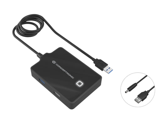 USB hub desde USB 3.0 con tres puertos USB 2.0 + un puerto USB 3.0 con cable de 90cm negro