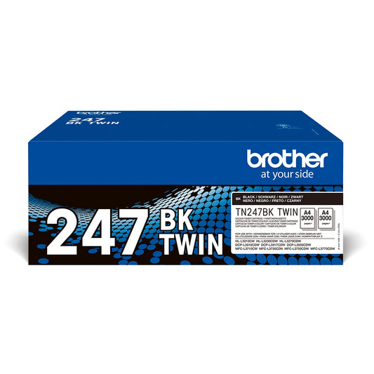 Brother TN247 Negro Pack de 2 Cartuchos de Toner Originales - TN247BKTWIN. 2x 3.000 Paginas