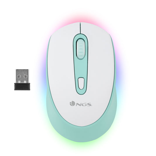 Ratón NGS Óptico BT 2400dpi Blanco/Menta (SMOGMINT-RB)