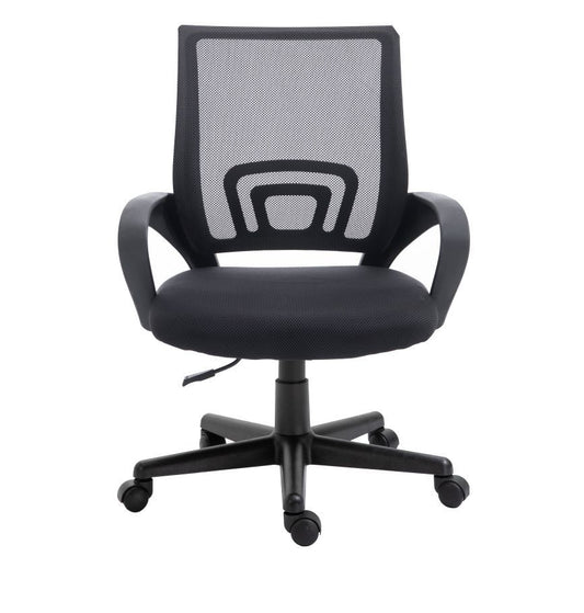 Office chair with high-quality PU leather covering, ergonomic black mesh design