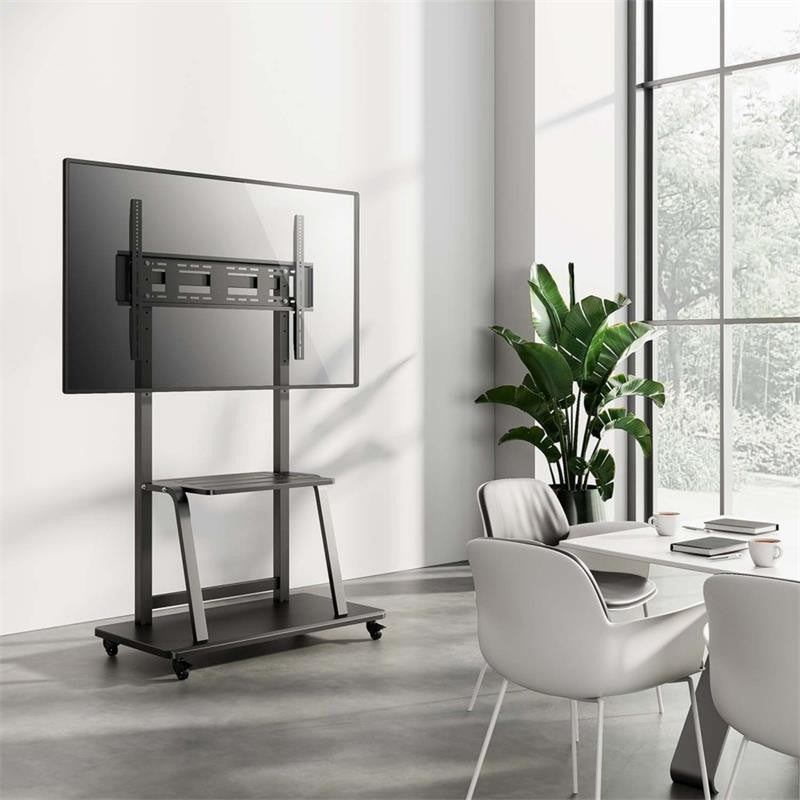 SOPORTE TV MONITOR AISENS SUELO CON RUEDAS 37-100 150KG BLACK/SILVER