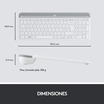 TECLADO + RATON LOGITECH MK470 SLIM WIRELESS SILENT WHITE