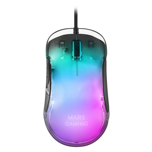 Ratón Mars Gaming Óptico 12800dpi Espejo Negro (MMGLOW)