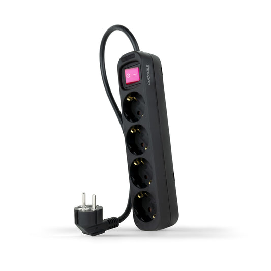 Regleta Nanocable 4xSchuko Interruptor (10.37.0004-BK)