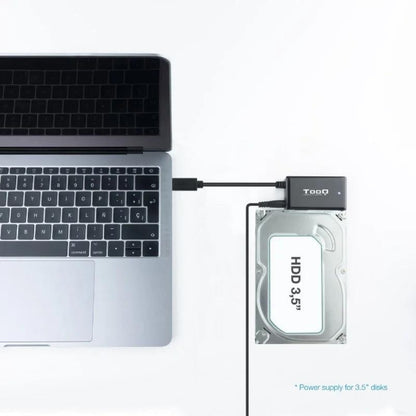 ADAPTADOR USB 3.0 USB-C TOOQ DISCO DURO SATA 2.5"/3.5" ALIMENTADOR BLACK