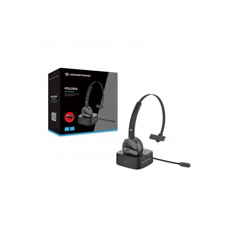 AURICULARES + MICROFONO CONCEPTRONIC CON BASE DE CARGA BLUETOOTH MONOAURAL