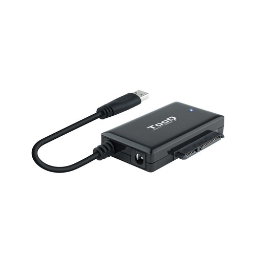 TOOQ USB 3.0 USB-A TO SATA 2.5"/3.5" HARD DRIVE ADAPTER WITH POWER SUPPLY BLACK