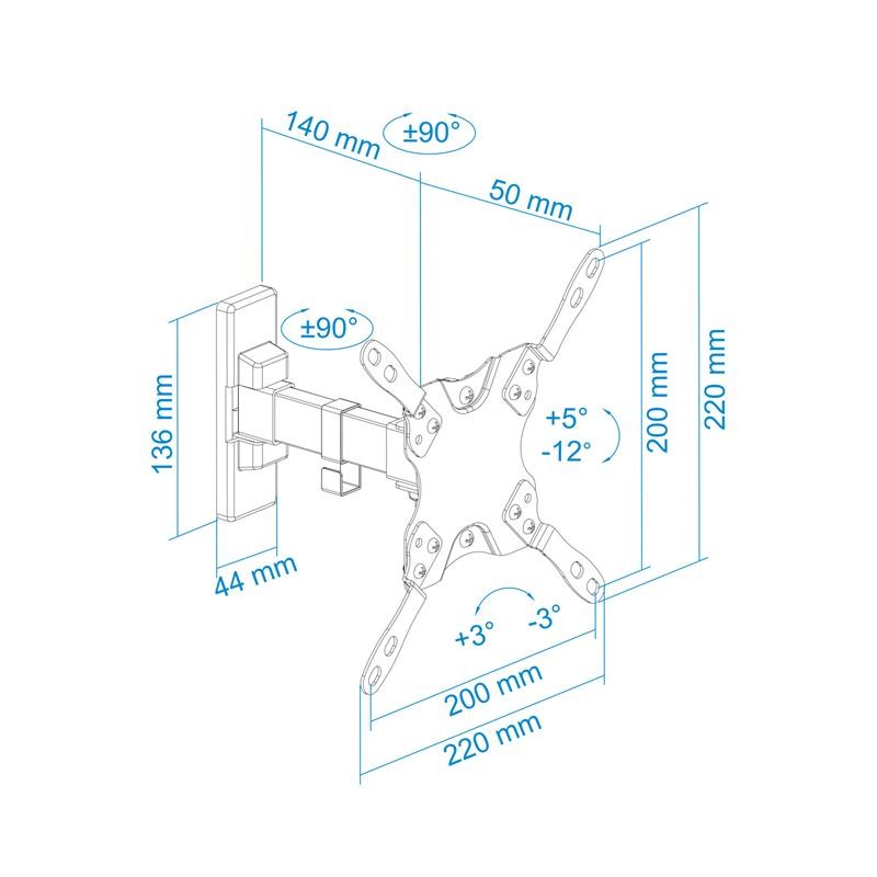 SOPORTE TV MONITOR TOOQ 13-42 GIRATORIO/INCLINABLE 20KG MAX