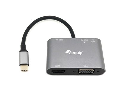Adaptador EQUIP 5en1 USB-C Negro (EQ133483)