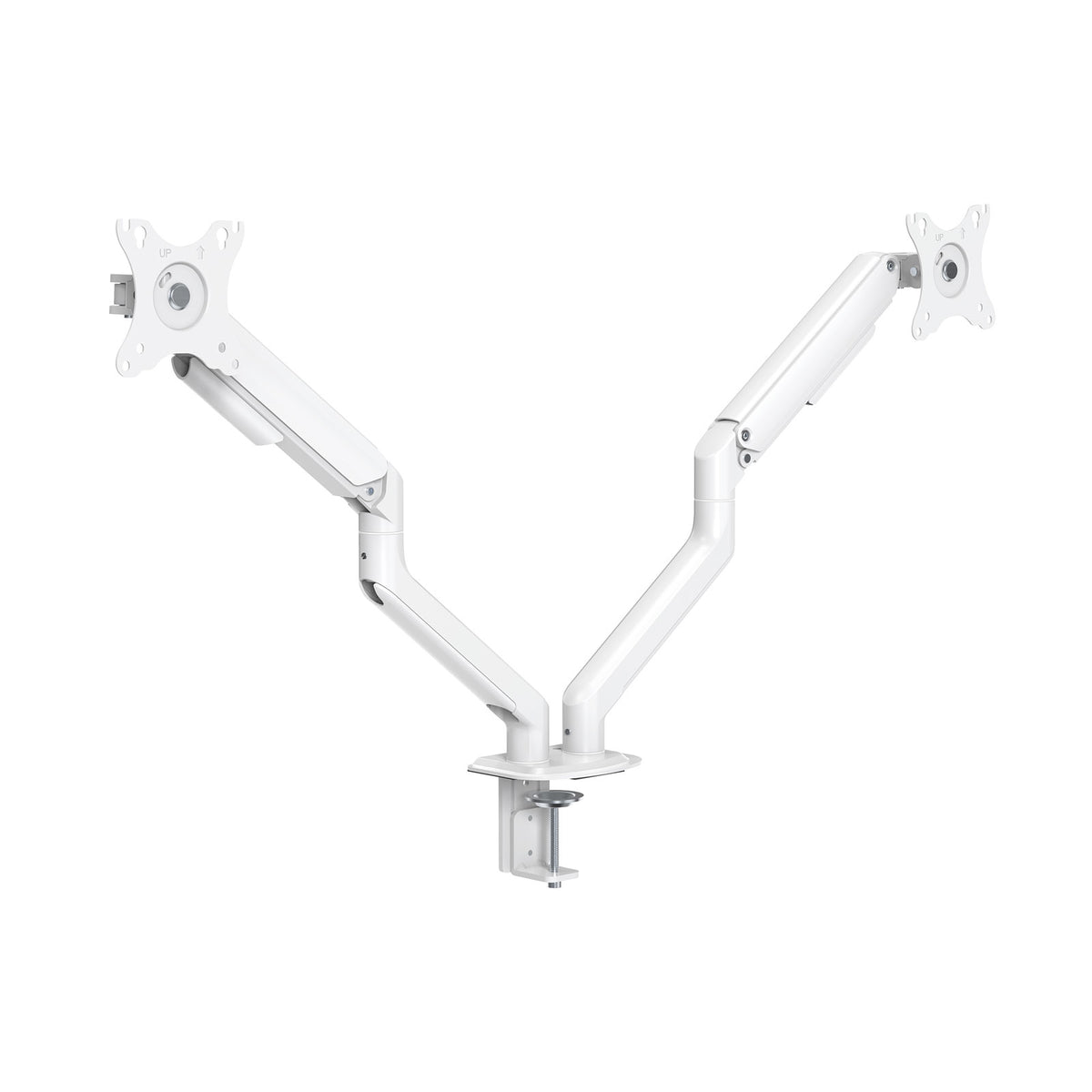 TooQ soporte de monitor/tv para mesa desde 17' hasta 32' doble brazo articulado inclinable soporta 2 monitor/tv vesa 75 x 75 y 100 x 100 hasta 9kg / brazo blanco. (DB4132TNR-W)