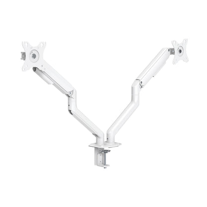 TooQ soporte de monitor/tv para mesa desde 17' hasta 32' doble brazo articulado inclinable soporta 2 monitor/tv vesa 75 x 75 y 100 x 100 hasta 9kg / brazo blanco. (DB4132TNR-W)