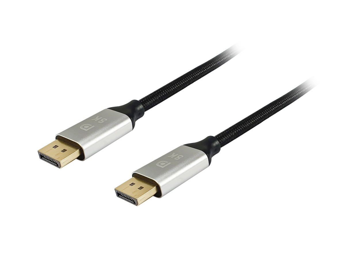 EQUIP cable desde displayport macho a displayport macho longitud 5 metros 1.4 8k/60hz malla de algodon trenzado y conector de aluminio. (119265)