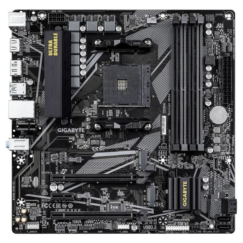 GIGABYTE B550M DS3H R2:(AM4) 4DDR4 HDMI DVI mATX