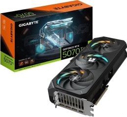Tarjeta grafica geforce rtx 5070ti gaming oc 16g 16gb gddr7 256 bits pci-e 5.0 2588mhz core clock 8960 nucleos cuda 3 x DISPLAYPORT 1 x HDMI 2.1b triple fan resolucion máxima 7680 x 4320 conector de alimentacion 1 x 16 pin pantallas soportadas cuatro.