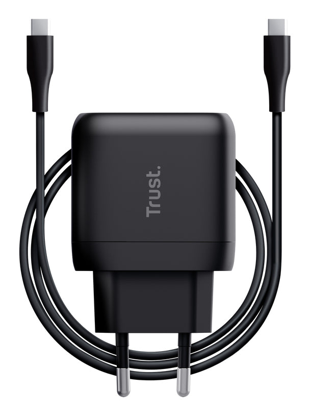 Cargador Pared Trust Maxo GaN 45W 1xUSB-C Negro (25521)