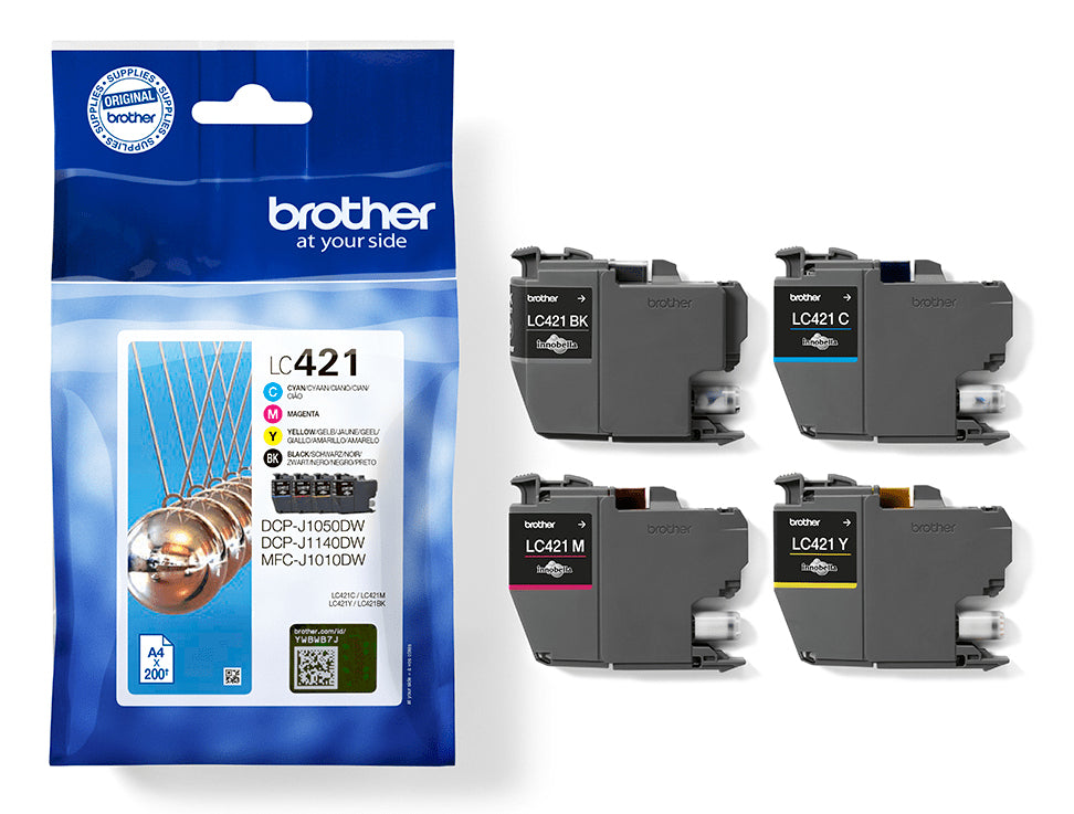 Tinta BROTHER Pack Negro/Tricolor (LC421VAL)