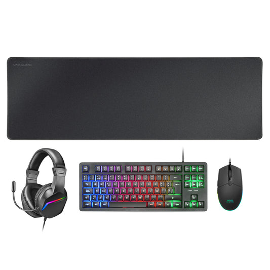Mars Gaming Pack K+Mouse+Headset+Mat Black (MCPRGB3ES)