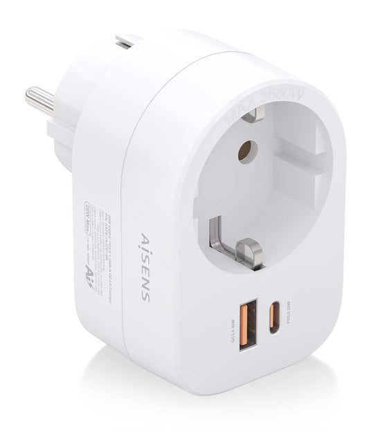 AISENS 1 Socket 1 USB-C PD 1 USB-A (ASPS-1A1C06-W) Plug