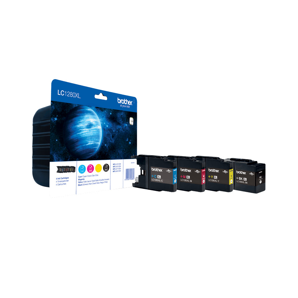 Brother LC1280XL Pack de 4 Cartuchos de Tinta Originales - LC1280XLVALBP. 1x 2.400 Paginas / 3x 1.200 Paginas