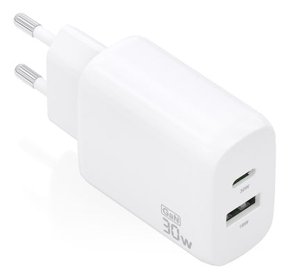Cargador Pared AISENS USB-A USB-C 30W Blanco(A110-0923)