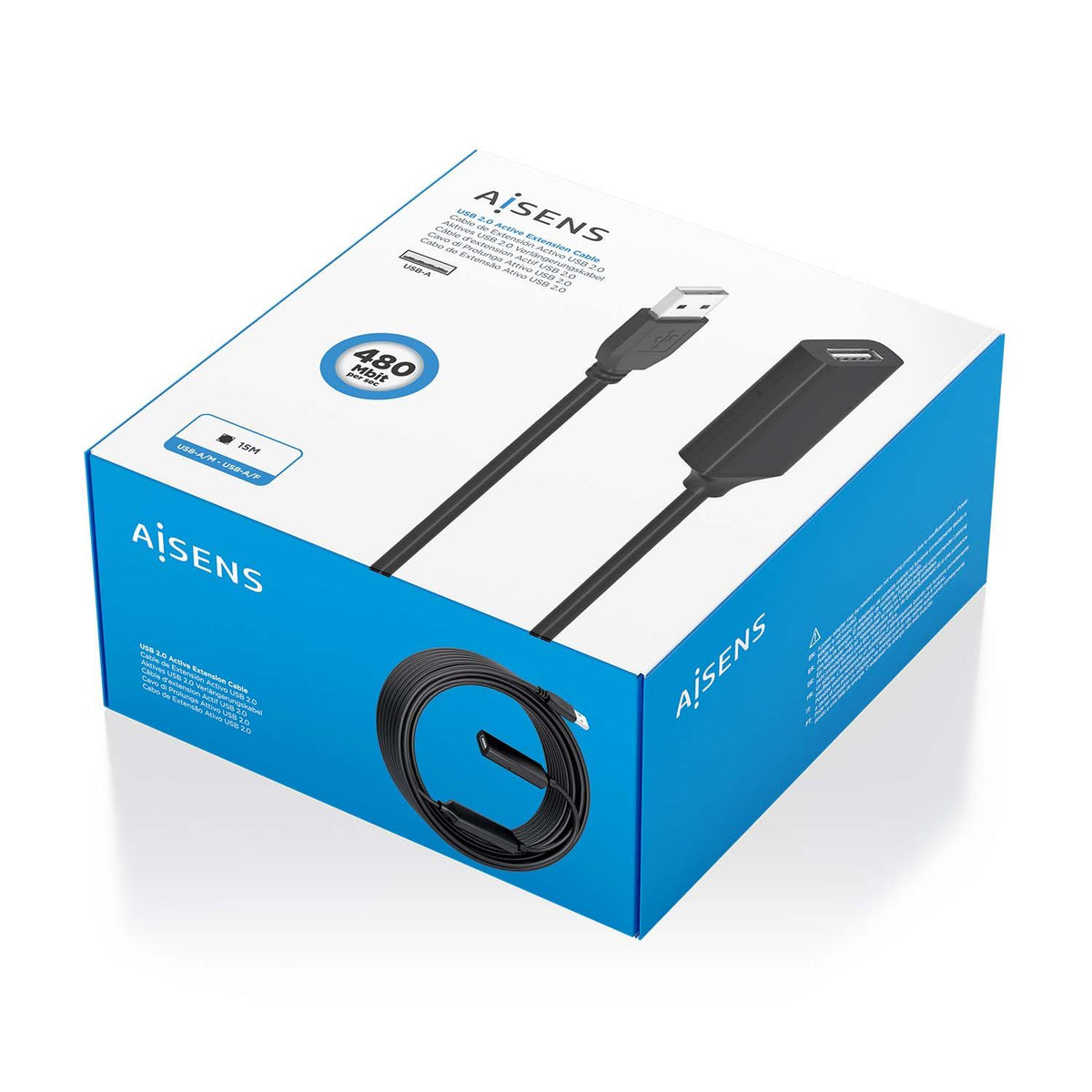 Cable AISENS USB-A/M a USB-A/H 15m Negro (A101-0916)