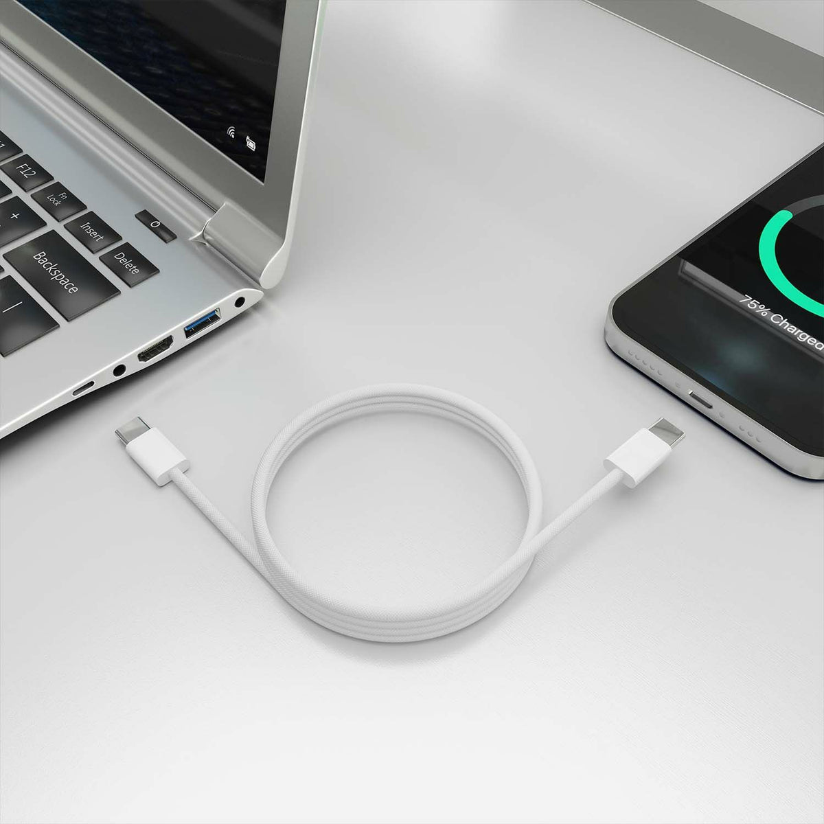 Cable AISENS USB-C/M a USB-C/M 1m Blanco (A107-0855)