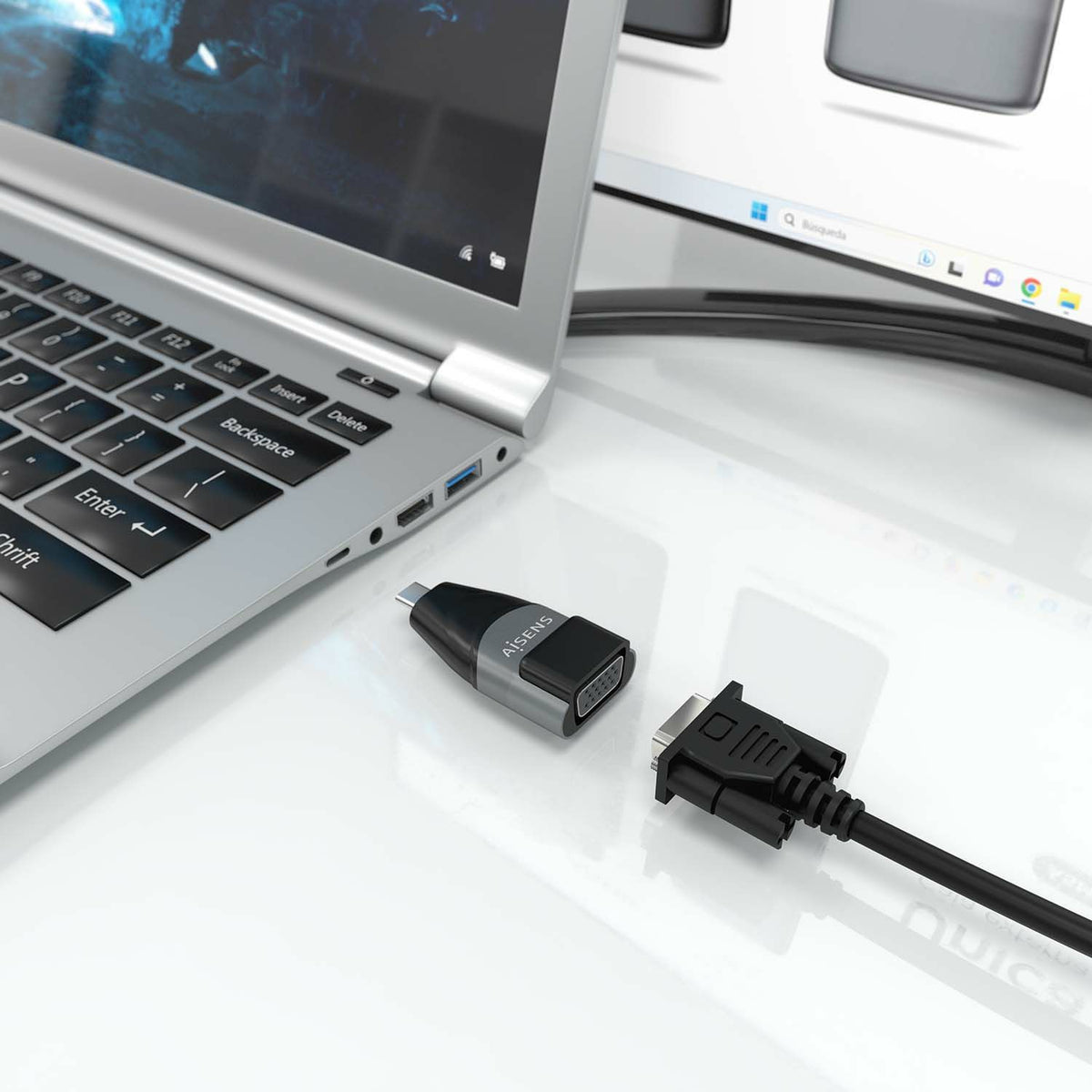 Adaptador AISENS USB-C/M a VGA/H Negro/Gris (A109-0863)