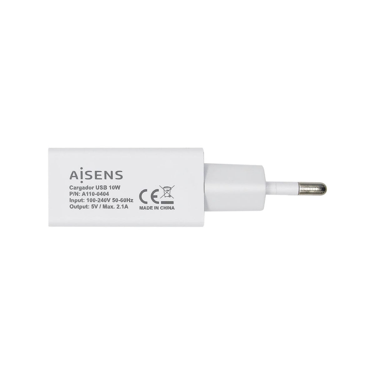 Cargador de Pared AISENS 10W USB 2.0 Blanco (A110-0404)