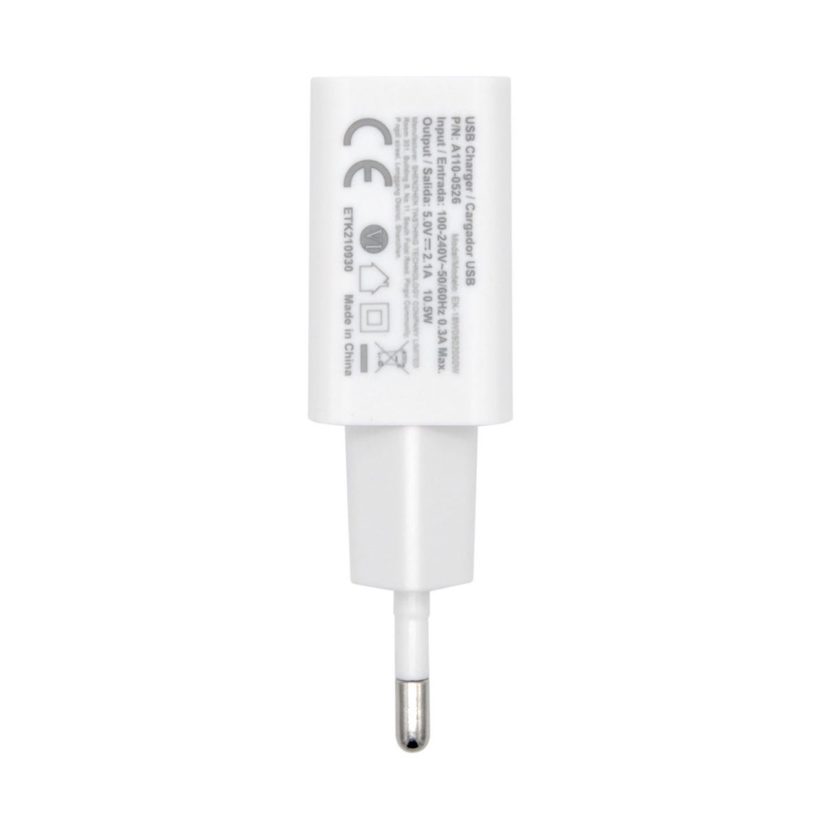 Cargador de Pared AISENS 10W 1xUSB-A Blanco (A110-0526)