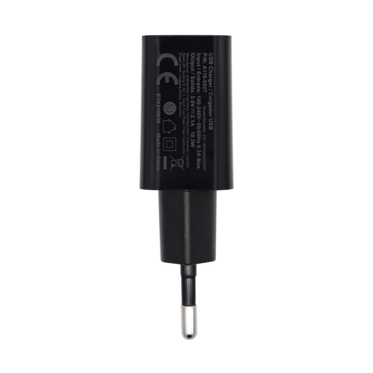 Cargador de Pared AISENS 10W 1xUSB-A Negro (A110-0527)
