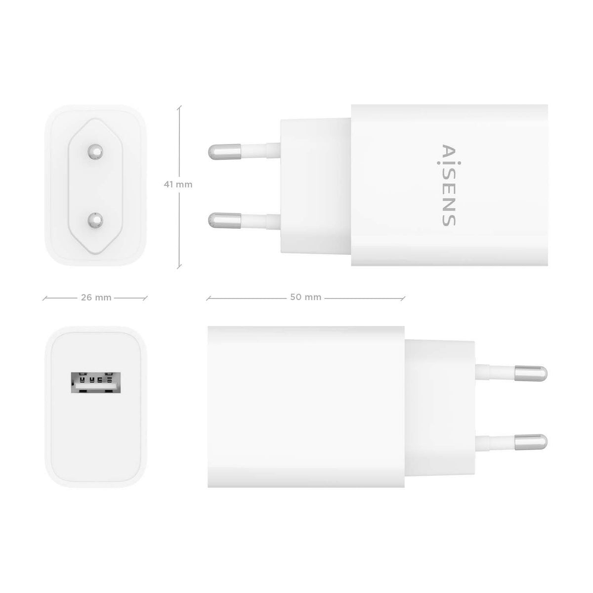 Cargador Pared AISENS 1xUSB-A 10.5W Blanco (A110-0853)