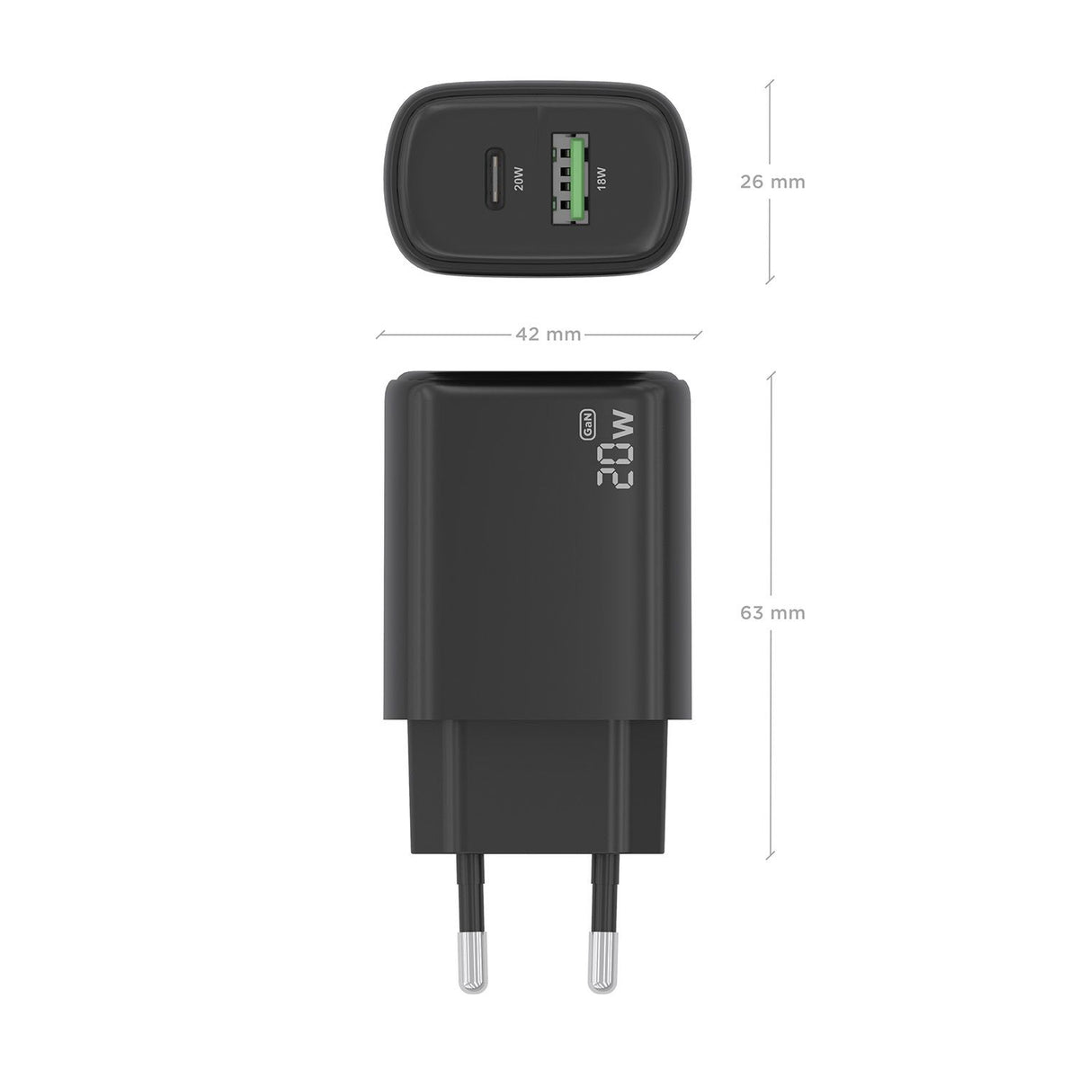 Cargador Pared AISENS Usb-A/Usb-C 20w Negro (A110-0910)