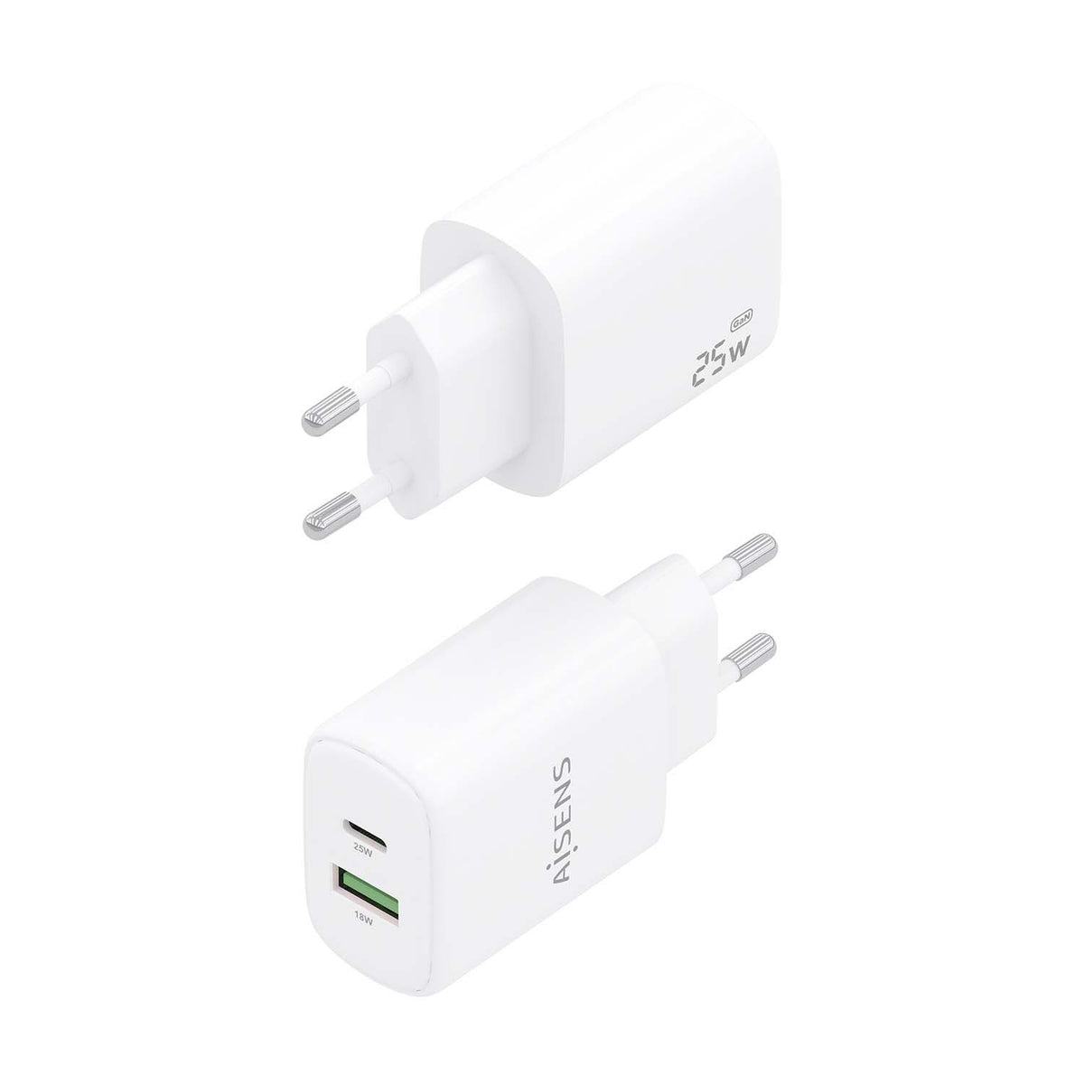 Cargador Pared AISENS Usb-C/Usb-A 25W Blanco(A110-0911)