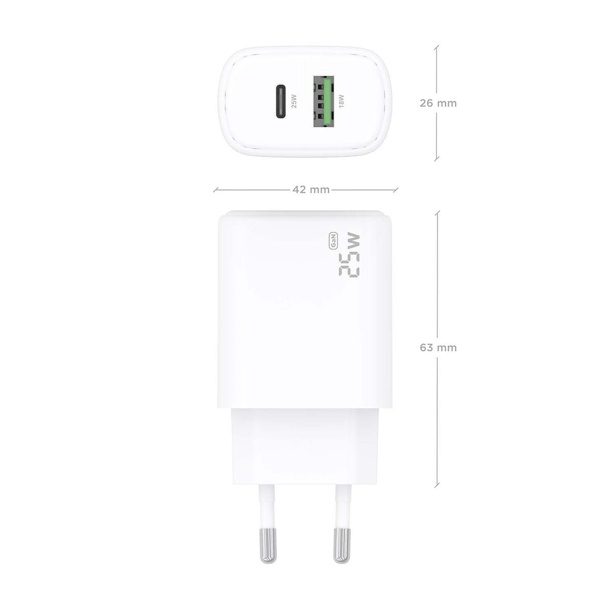 Cargador Pared AISENS Usb-C/Usb-A 25W Blanco(A110-0911)