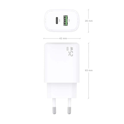 Cargador Pared AISENS Usb-C/Usb-A 25W Blanco(A110-0911)