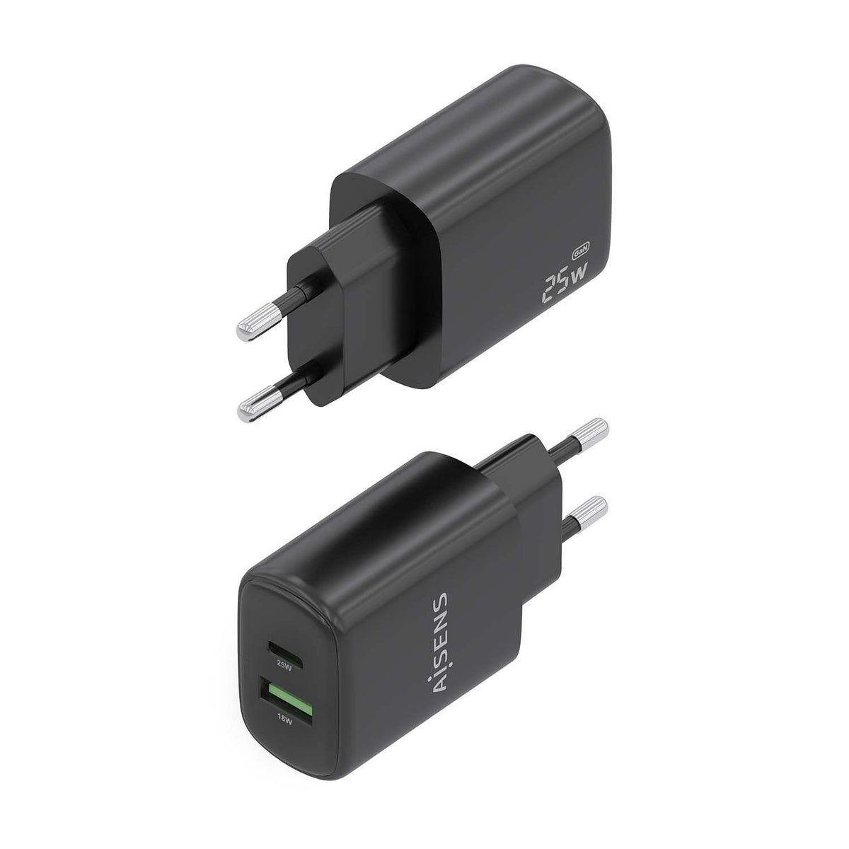 Cargador Pared AISENS Usb-C Usb-A 25W Negro (A110-0912)