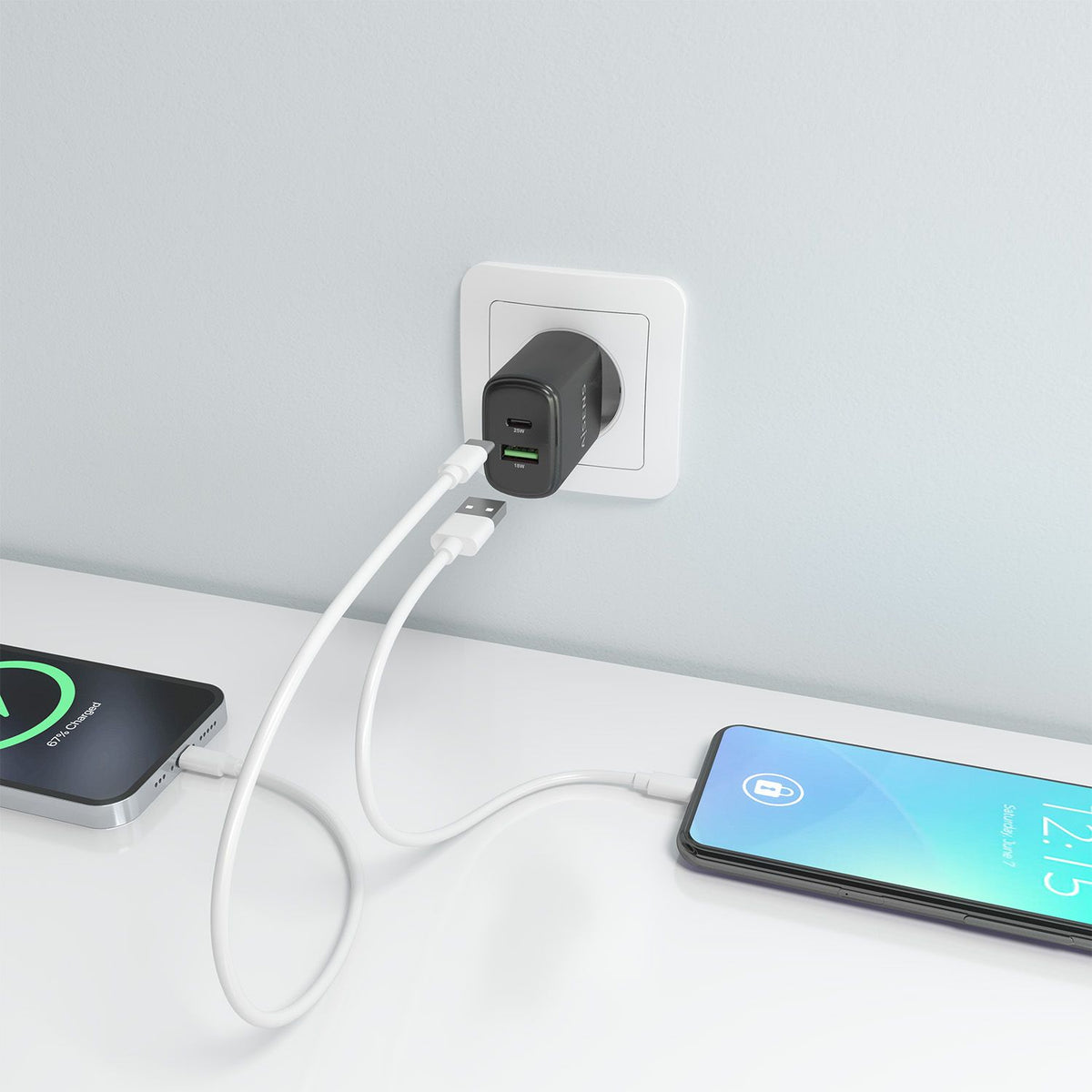 Cargador Pared AISENS Usb-C Usb-A 25W Negro (A110-0912)