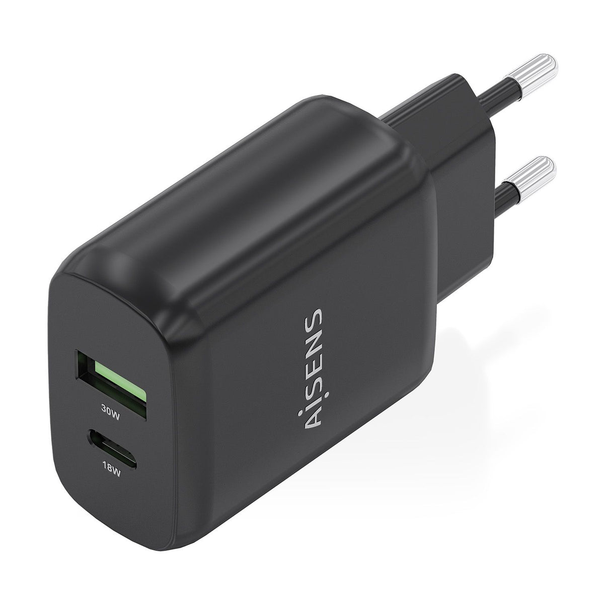 Cargador Pared AISENS 30W USB-A USB-C Negro (A110-0924)
