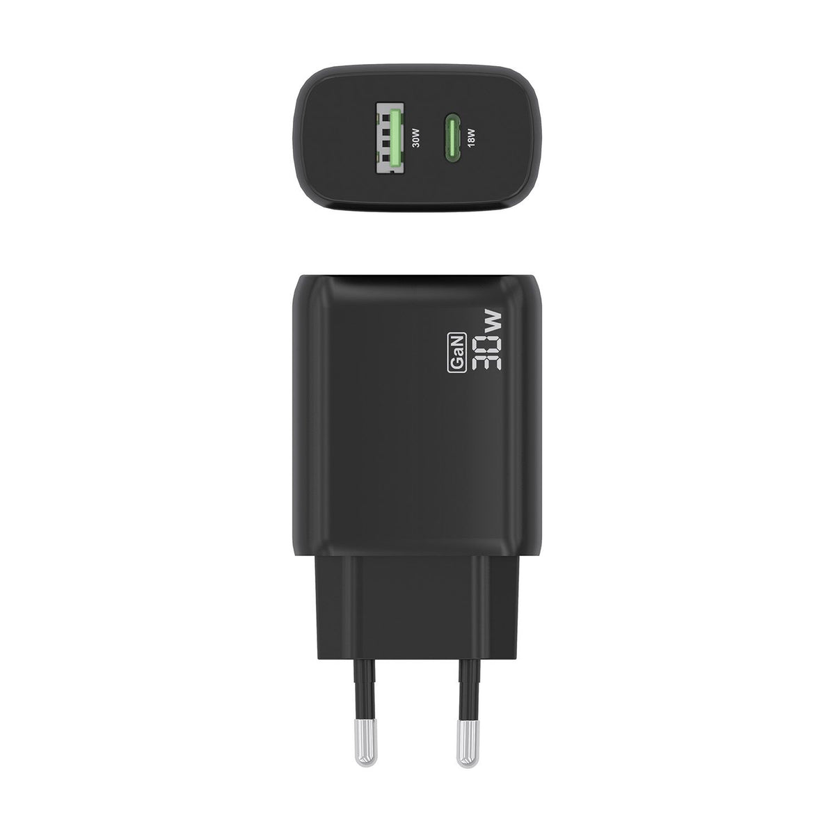 Cargador Pared AISENS 30W USB-A USB-C Negro (A110-0924)