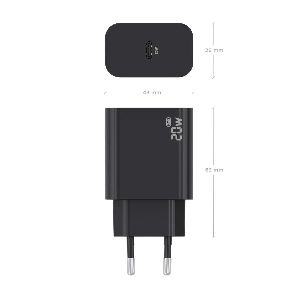 Cargador de Pared AISENS 1xUSB-C 20W Negro (A110-0939)