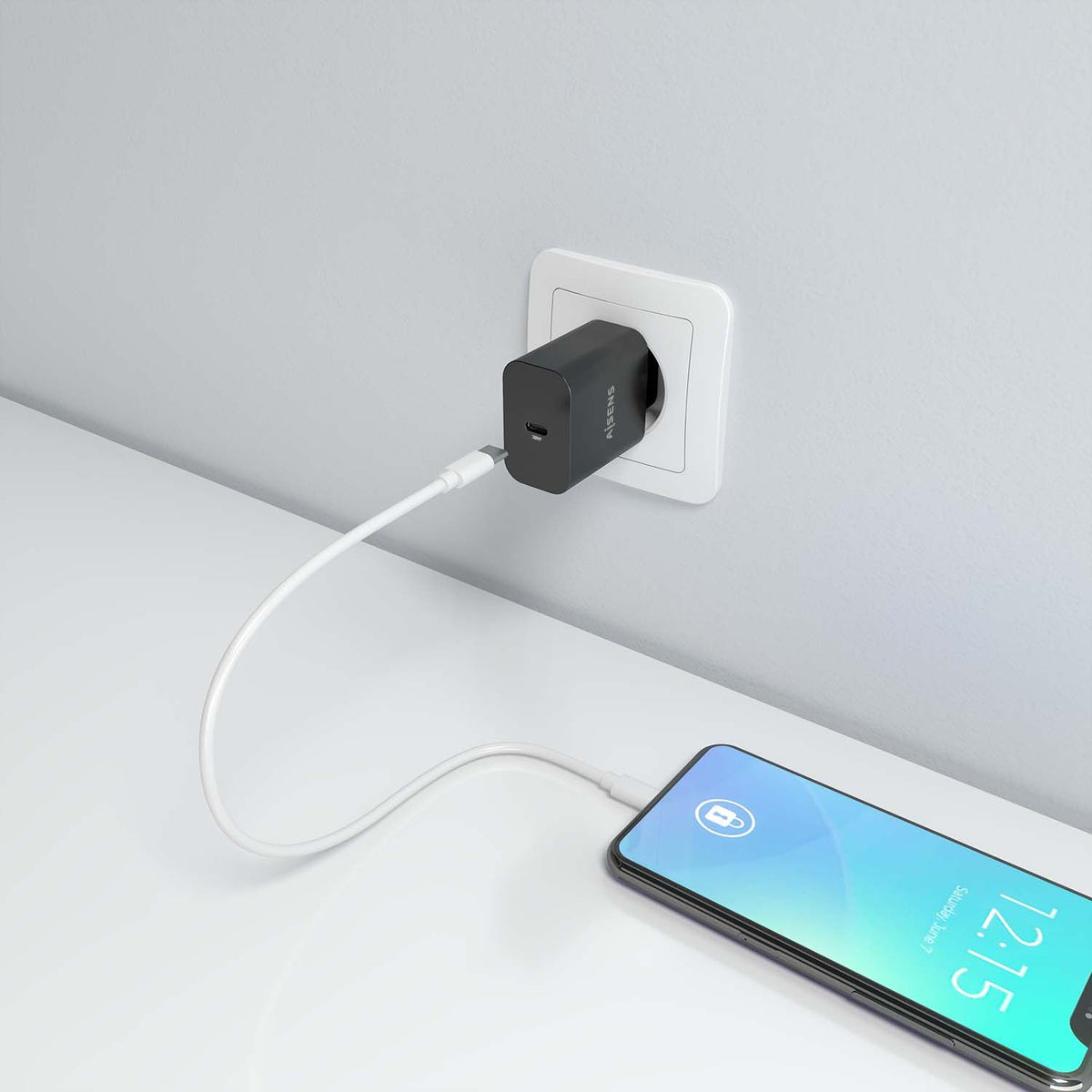 Cargador de Pared AISENS 1xUSB-C 20W Negro (A110-0939)