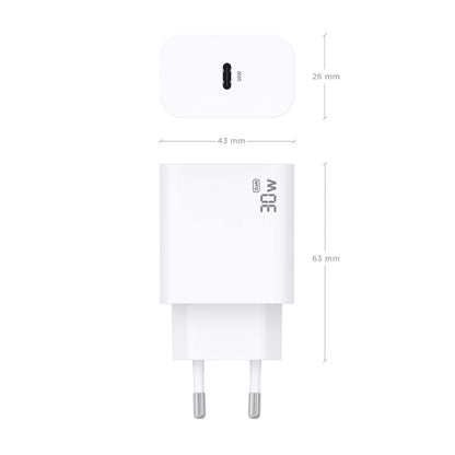 Cargador de Pared AISENS 1xUSB-C 30W Blanco (A110-0940)