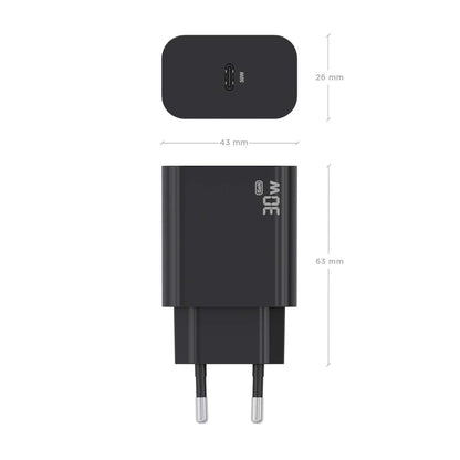 Cargador de Pared AISENS 1xUSB-C 30W Negro (A110-0941)