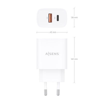 Cargador Pared AISENS 30W USB-A/C Blanco (A110-0952)