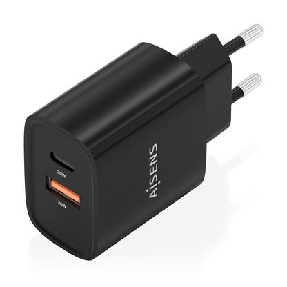 Cargador de Pared AISENS 30W USB-A/C Negro (A110-0953)