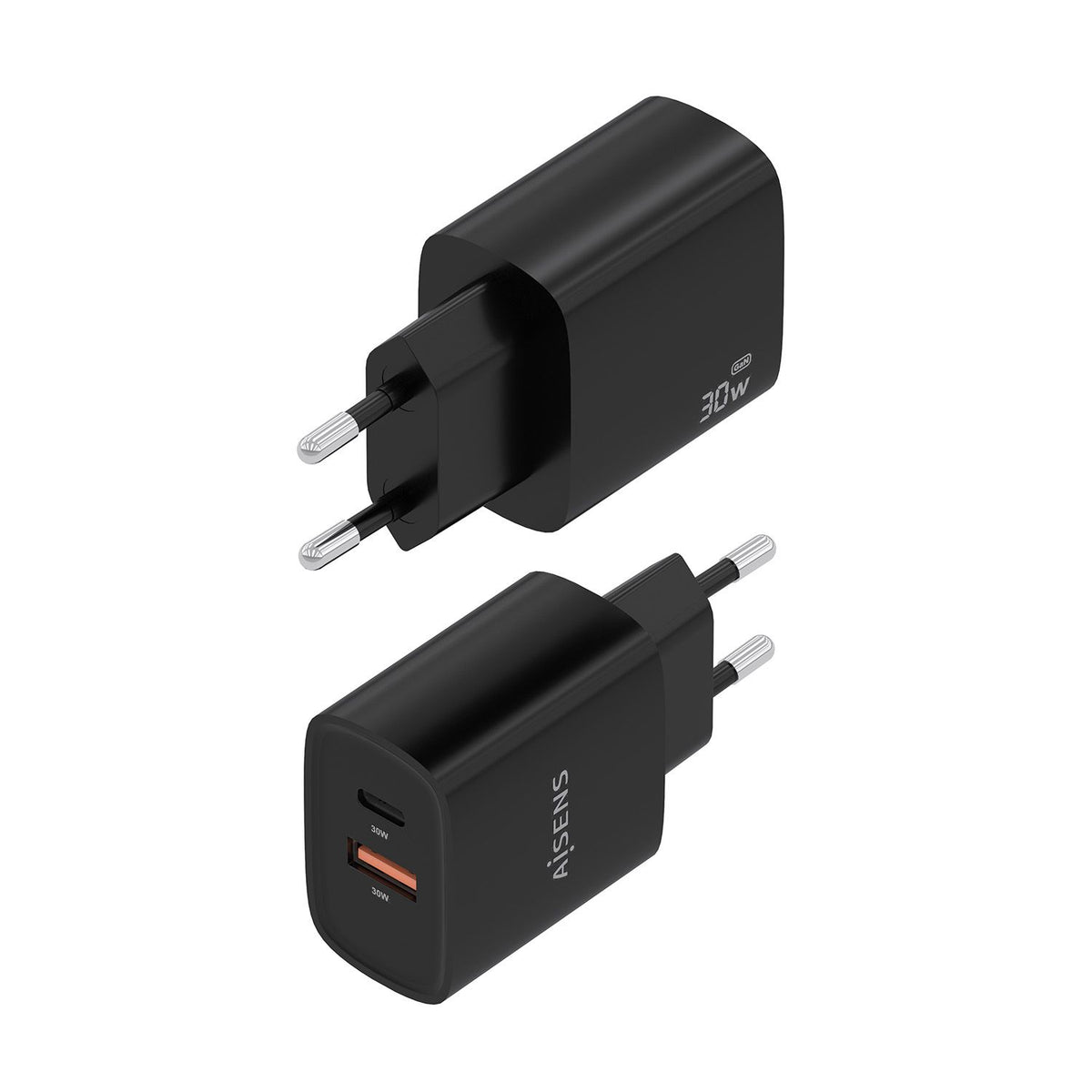 Cargador de Pared AISENS 30W USB-A/C Negro (A110-0953)