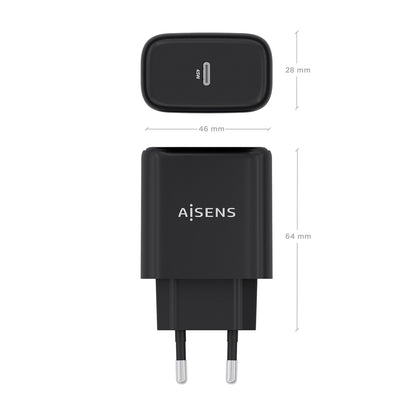 Cargador Pared AISENS GaN 45W USB-C Negro (A110-0970)