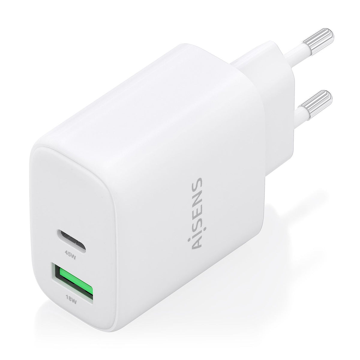 Cargador Pared AISENS 45W USB-A USB-C Blanco(A110-0971)
