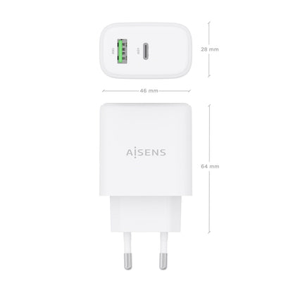 Cargador Pared AISENS 45W USB-A USB-C Blanco(A110-0971)