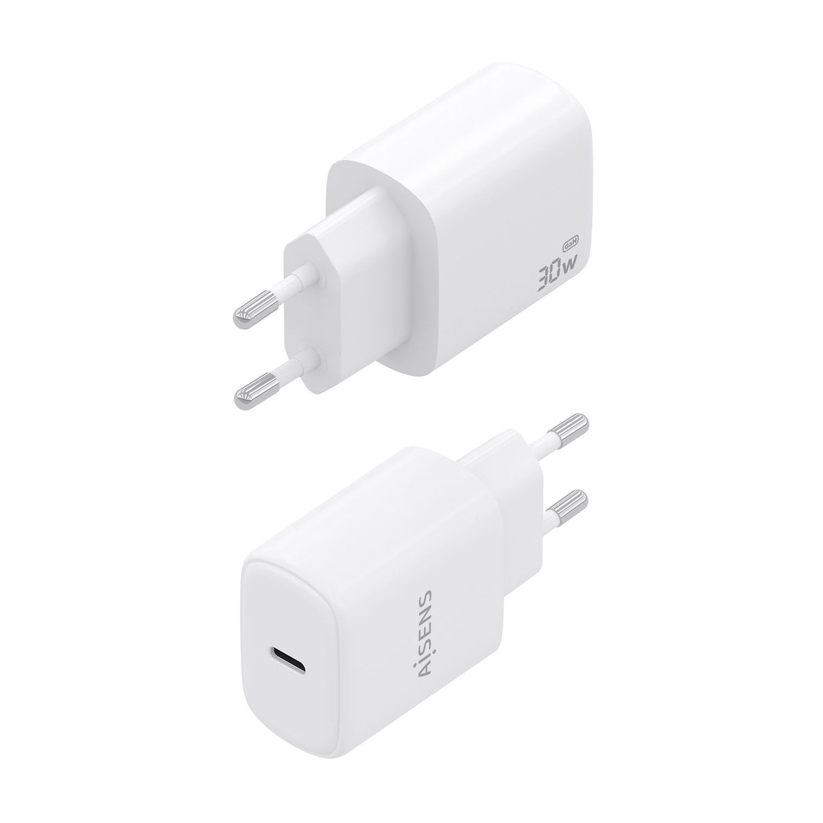 Cargador Pared AISENS GaN 1USB-C 30W Blanco (A110-0975)
